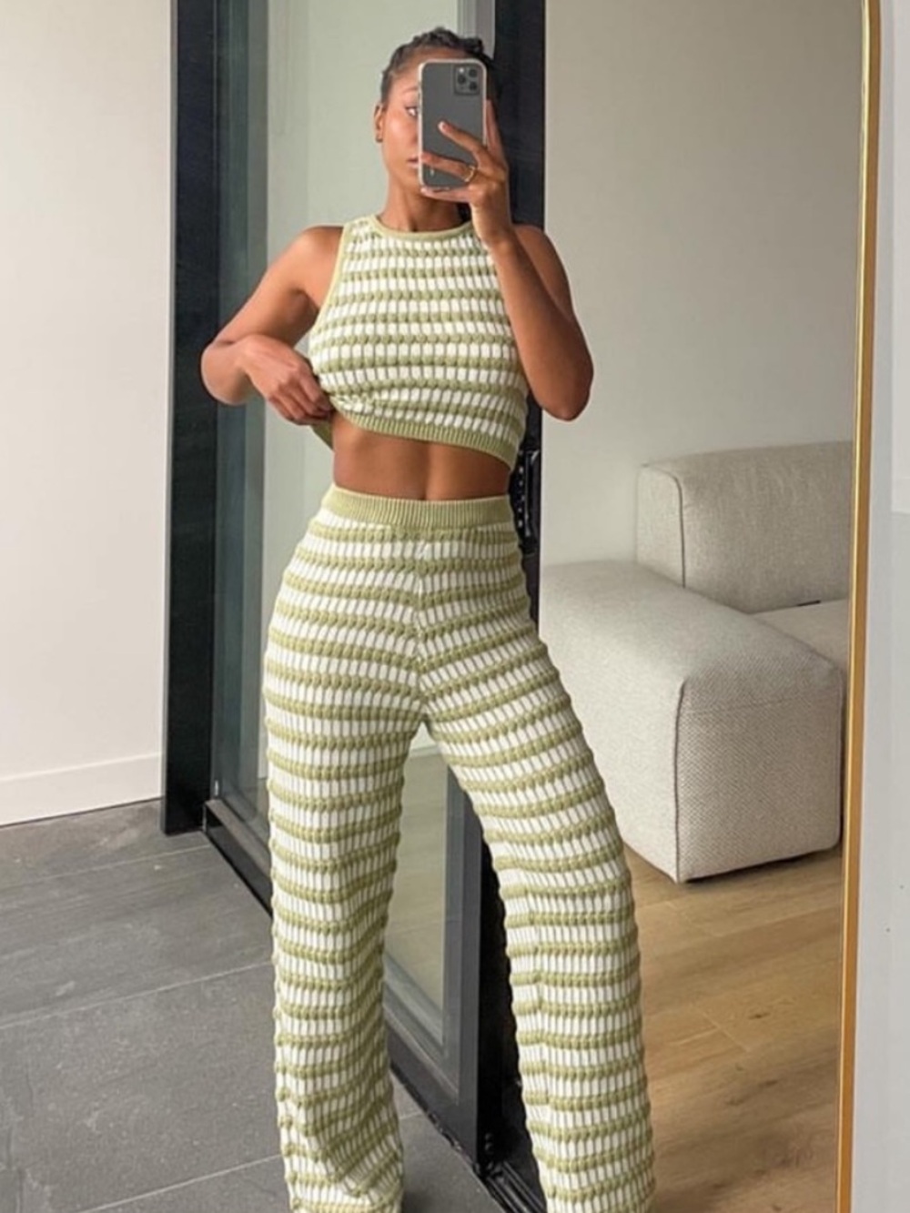 Knit Crochet Striped Pants